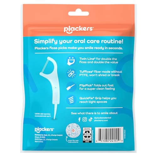 Image of Plackers Twin Line Floss Picks with Tuffloss Fiber & FlipPick, Intense Mint, Double-Line Flosser for Effective Plaque Removal, 300 Count