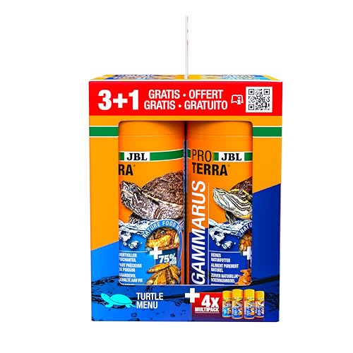 JBL Proterra Turtle MENU 250ml 3+1 Futtersortiment aus 4 Sorten für alle Wasser- und Sumpfschildkröten 1000 ml MENU