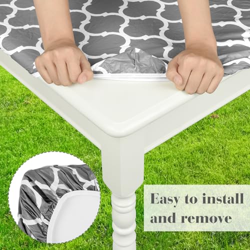 Nappe de camping en vinyle imperméable avec élastique pour table et bancs extérieurs - 5