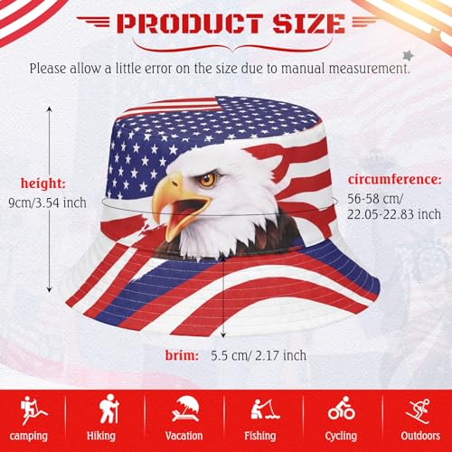 Image of Zhanmai 4 Pcs 4th of July USA Bucket Hat American Flag Patriotic Hats for Women Men 2026 Soccer Tournament Party Hat