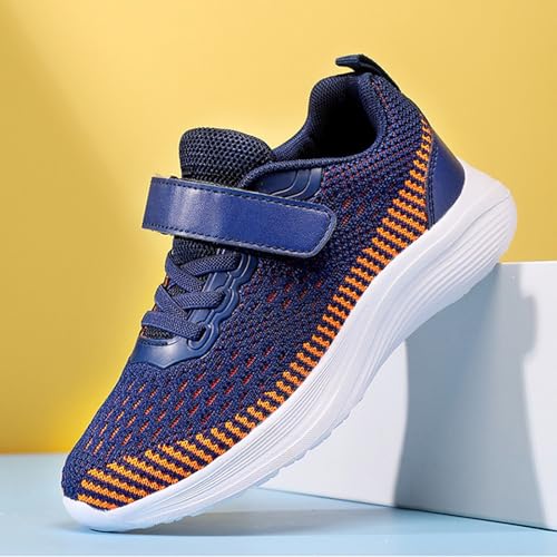 Boys Girls Sneakers Lightweight Breathable Athletic Running Shoes Non-Slip Lace Up Strappy Athletic Tennis Shoes4