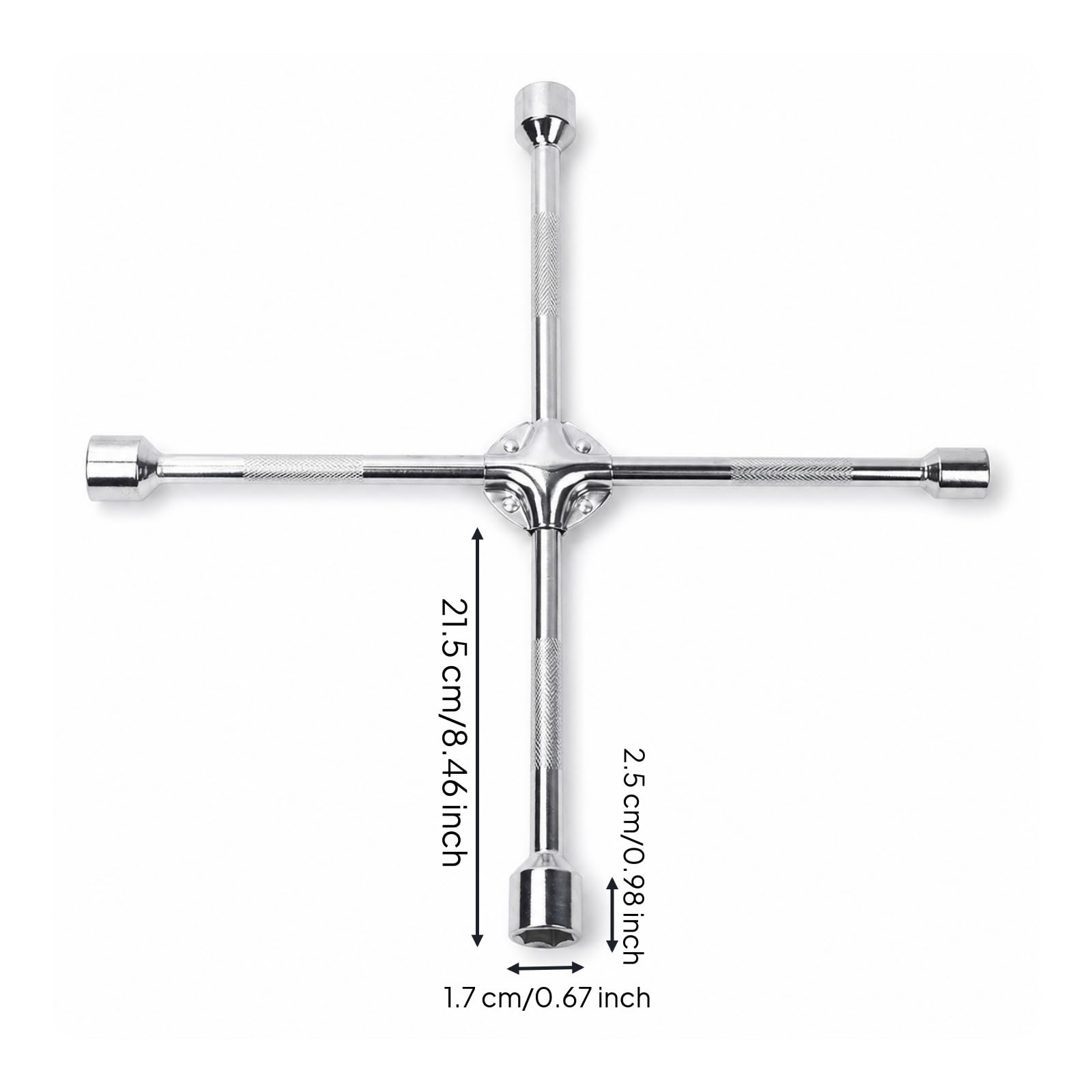 F Fityle Llave de Cruz Plegable Llave de Tuercas Llave de Rueda Llave de Vaso Cuatro Medidas 17mm 19mm 21mm 23mm y Estructura de, Llave De Cruz De 20 Pulgadas Con Clip Para 17-19-21-23mm