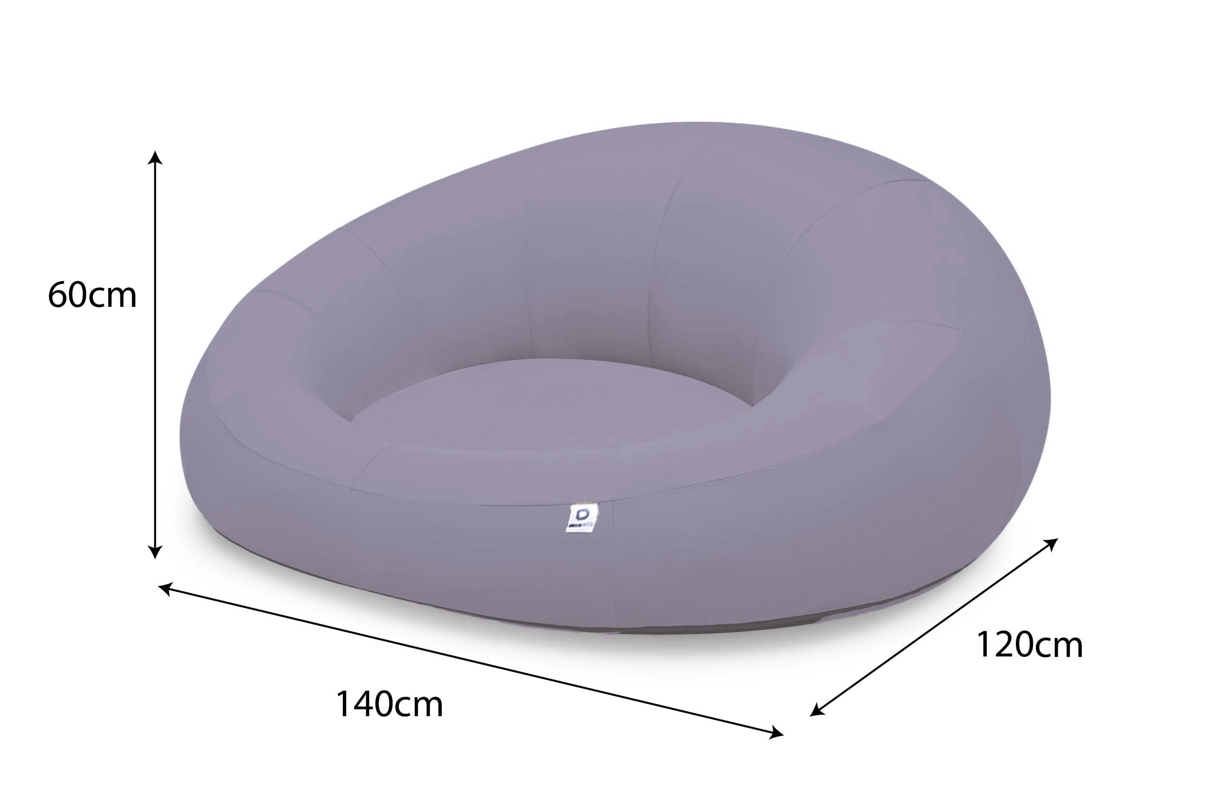 Pouf Flottant Polyvalent avec Pompe Electrique et Coussin - Tissu Olefin Résistant - 140x120x60 cm - Gris Galet
