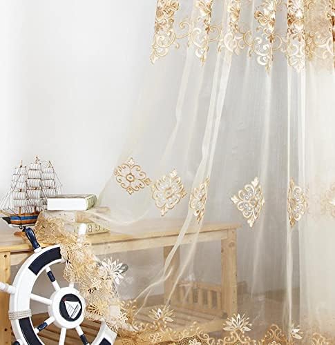 High Grade Europern Style Embroidered Nursery Kids Room Sheer Curtains Basic Rod Pocket Top Style for Living Room Bedroom(1 Panel, W 100 x L 84 inch, White)