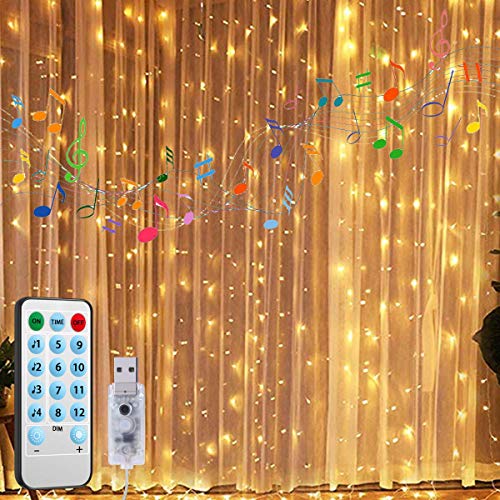 (2020 New) AMIR Window Curtain String Lights, 300 LED 9.8ftX9.8ft USB Powered String