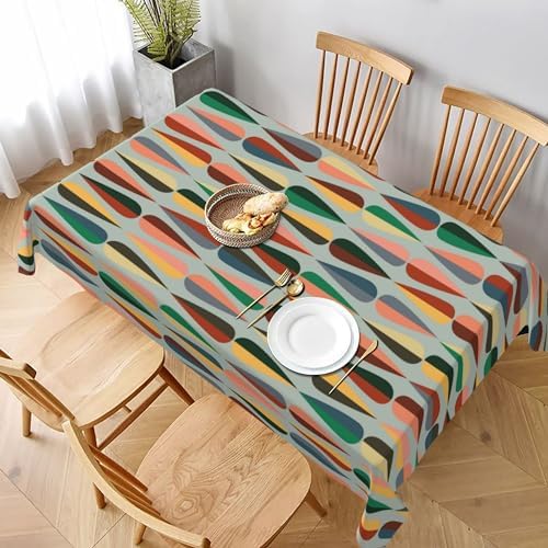 mutakin Mid Century Retro Drop Rectangle Tablecloth Waterproof Table Cloth Washable Table Cover for Decoration Kitchen Dining Room 60x90 Inch