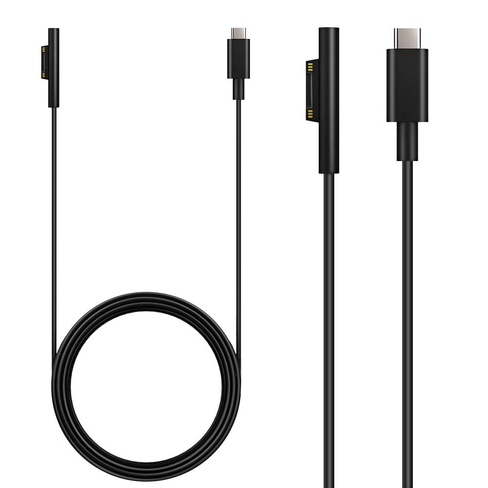 MoKo Câble de Charge USB-C, Surface Connecter à Un Câble Chargeur USB C pour Microsoft Surface Pro X/7/7+/6/5/4/3, Surface Lapto