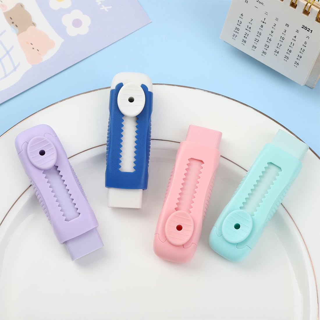 Cadeaux Anniversaire Goodies 20 Gommes Rétractables Kawaii Pour Enfants - Formes Cartoon - Cadeau Anniversaire, Goodies, école Gommes Stylo Animaux