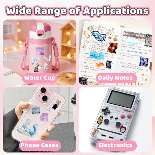 Image of 900Pcs Cute Scrapbook Stickers Travel Y2k Japanese Sticker Book for Adult Kawaii Korean Stickers for Journaling Laser Aesthetic Sticker Glitter Toploader Decor for DIY Card Art Crafts 30 Page Sleep