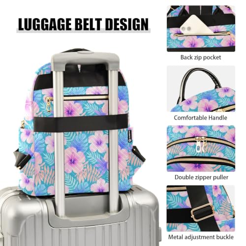 Sac à dos léger et compact imprimé feuilles tropicales taille S-M
