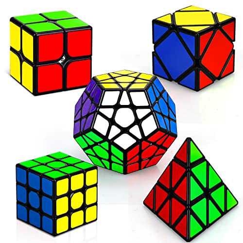 STEAM Life Educational Speed Cube Set 5 Pack Magic Cube | Includes Speed Cubes 3x3, 2x2 Speed Cube, Pyramid Cube, Megaminx Cube Puzzle Cube Bundle Magic Cubes Collection for Kids & Adults