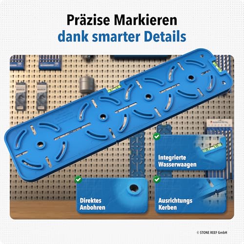 Bohrschablone Steckdose 68 mm mit Wasserwaage - Unterputzdose Bohrhilfe – Ansicht 4