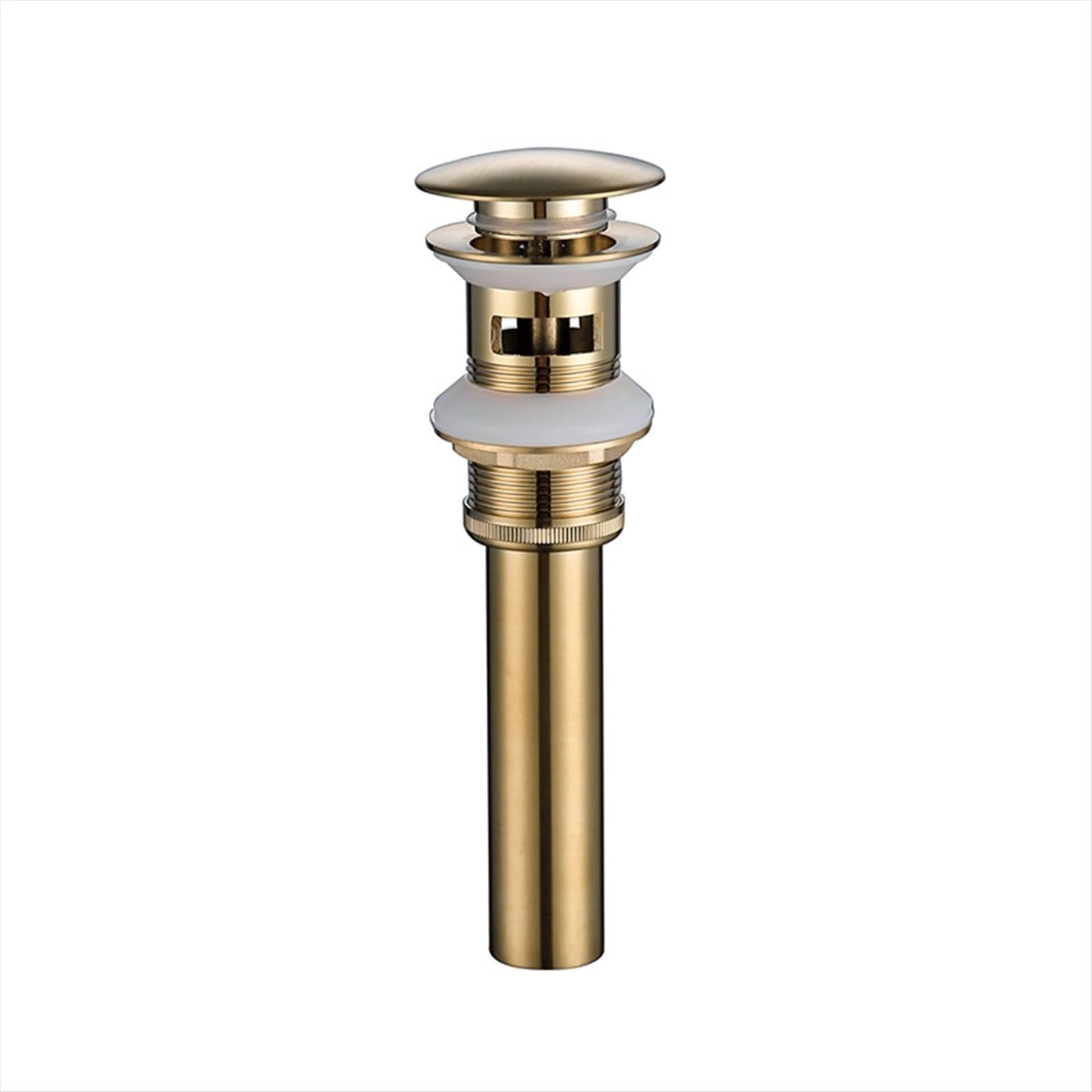 DesagüE Con SifóN En Forma De P Juego de desagües cobre, desodorización sifón redondo latón, desagüe tubería lavabo tocador baño con escurridor emergente, oro cepillado(Style 1)