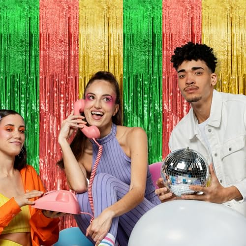 Image of 2 Pack Hawaii Backdrop Party Decorations Tinsel Curtain Summer Party Streamer Foil Fringe Birthday Decorations Photo Booth Vibrant Theme Christmas Beach Baby Shower Graduation Decor
