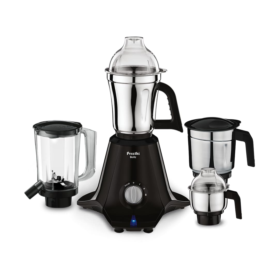 Preethi Boltz Mixer Grinder for Kitchen | 4 Jars 1000 Watts Mixie| 3 Stainless Steel Jar & 1 Blender Jar for Milkshake,Smoothie,Puree - Black (MG-288)-image-14