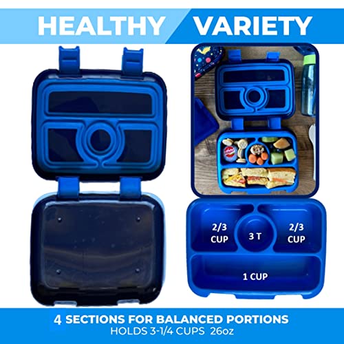 Image of Dinosaur Bento Lunch Box for Boys with Thermo Stainless Steel Food Jar for Hot Food Soup, Insulated Dinosaur Lunch Bag and Ice Pack Set, Kids Container Boxes with 4 Compartments, Blue Space Dino