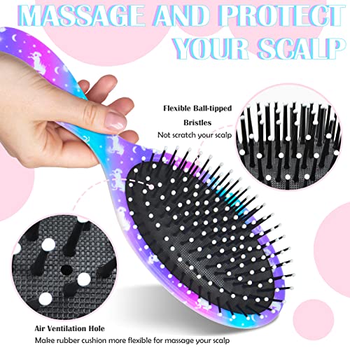 Girls Hair Brush For Kids - Toddler Wet Dry Hair Brush Detangling Brush - Little Girls Rainbow Unicorn Hairbrush - Kids Detangler Brush Curly Hair Brush For Thick Hair - Pain Free Hair Brushes Comb #TOP3