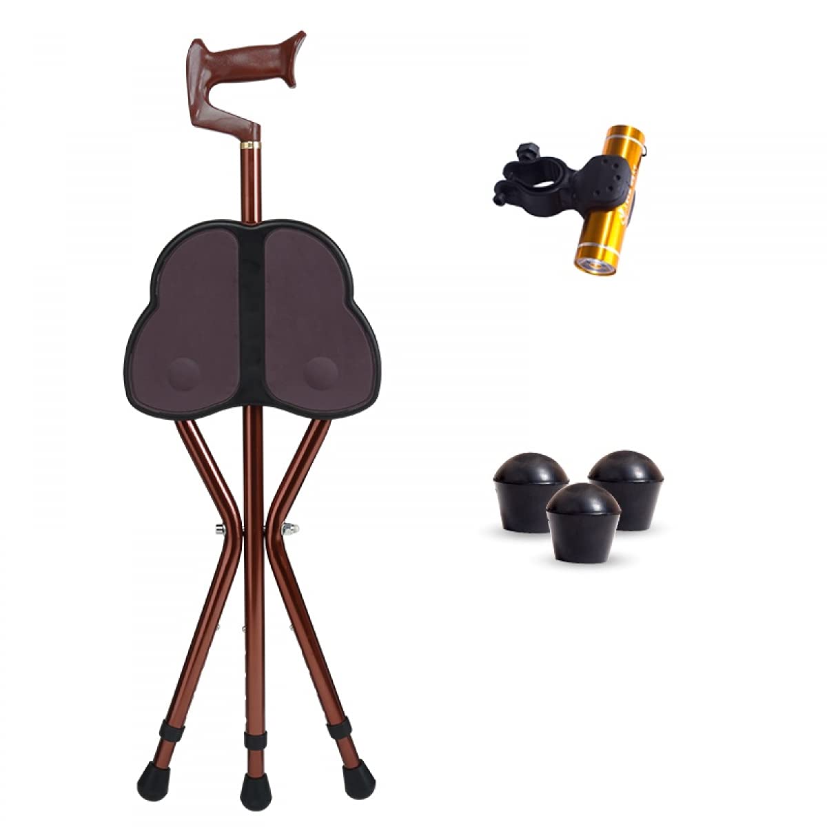 Asiento de bastón con Mango en T, bastón Ligero de Aluminio de Altura Ajustable con Asiento de Tres Patas para Personas Mayores, Ayuda de Viaje para discapacitados