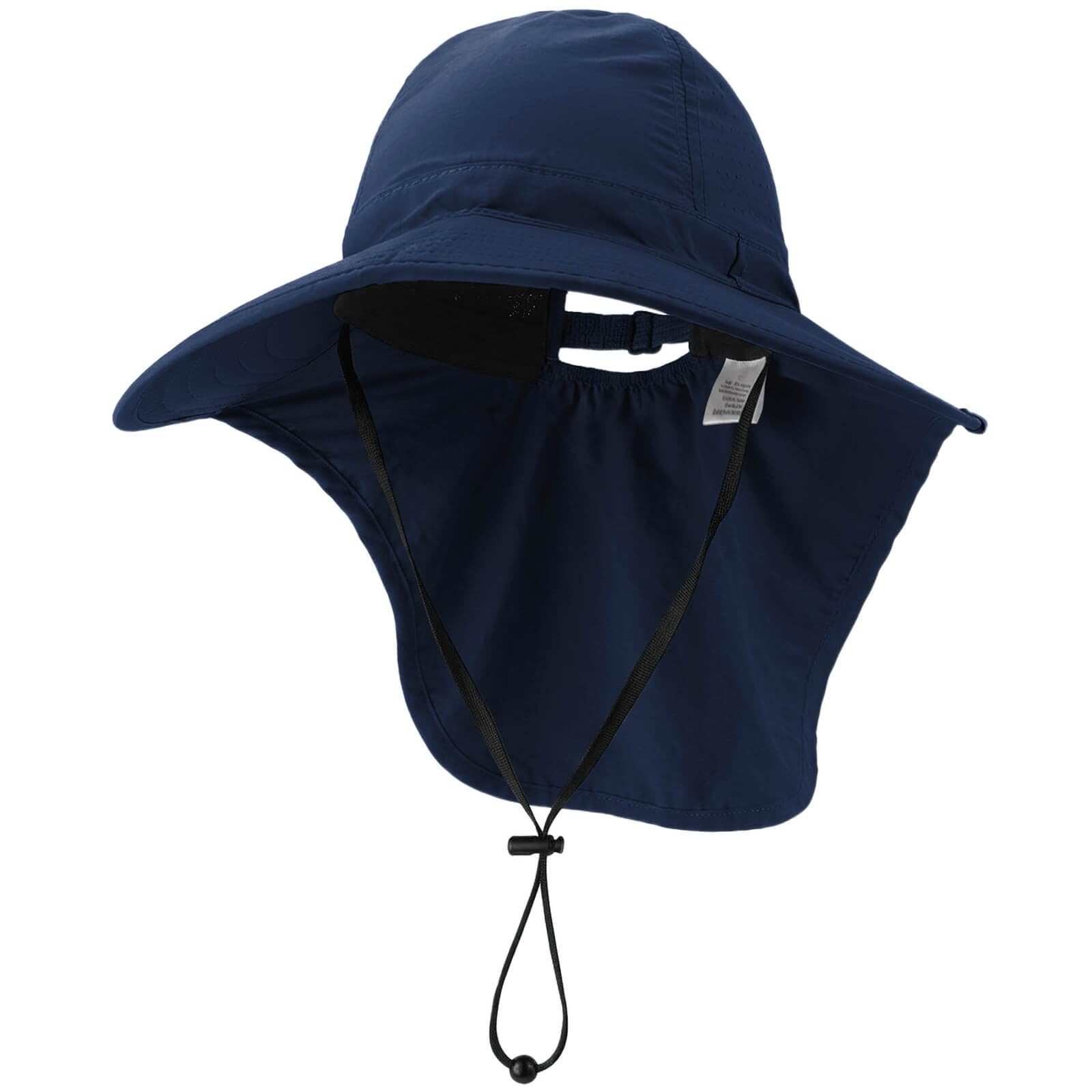 DRESHOW Outdoor Wide Brim Sun Hat with Neck Flap for Women UPF 50+ Foldable Adjustable Breathable Mesh UV Protection Beach Fishing Hats with Ponytail Hole