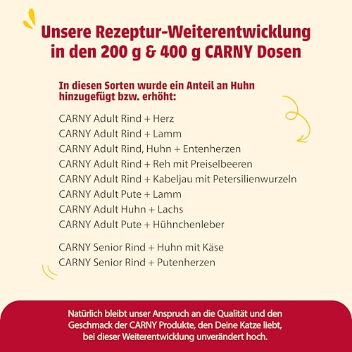 animonda Carny Adult Herzhafte Variation (12 x 400 g), Katzennassfutter für ausgewachsene Katzen, Nassfutter mit 100 % frischen, fleischlichen Zutaten, Katzenfutter ohne Getreide und Zucker