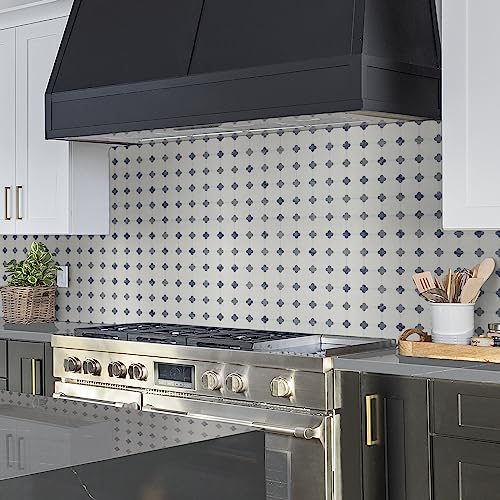 Msi Azula Floret Squares Polished Marble Tile For Kitchen Backsplash, Floor Tile, Wall Tile For Bathroom, Shower Wall Tile, Mesh Mounted Mosaic Tile, Azula White, Sample #TOP3