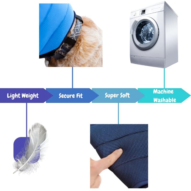 Image of DMW Products Extra Soft Dog Cone for Dogs After Surgery, Adjustable Dog Cones for Large Dogs, Medium and Small. Lightweight Dog Cone Alternative After Surgery. Comfy Recovery Dog E Collar.