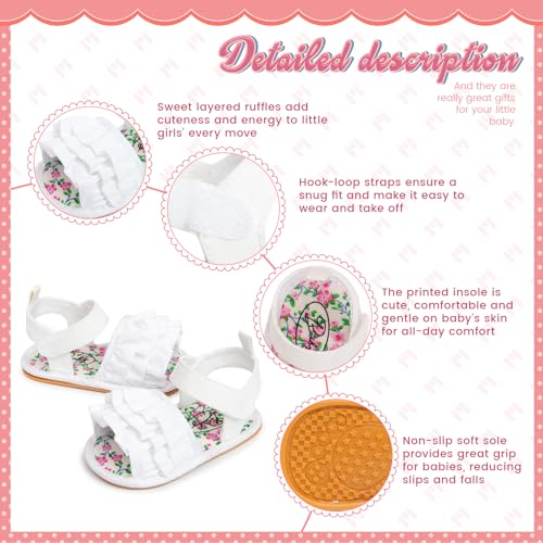 Image of Meckior Infant Baby Girls Boys Summer Sandals Open Toe Lace Princess Dress Wedding Flats Shoes Newborn Toddler Soft Non-slip Sole First Walker Crib Shoes