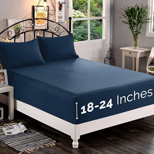 Elegant Comfort 1500 Premium Quality Fitted Sheet Ultra Soft 18-24 Inch Extra Deep Pocket - Single...