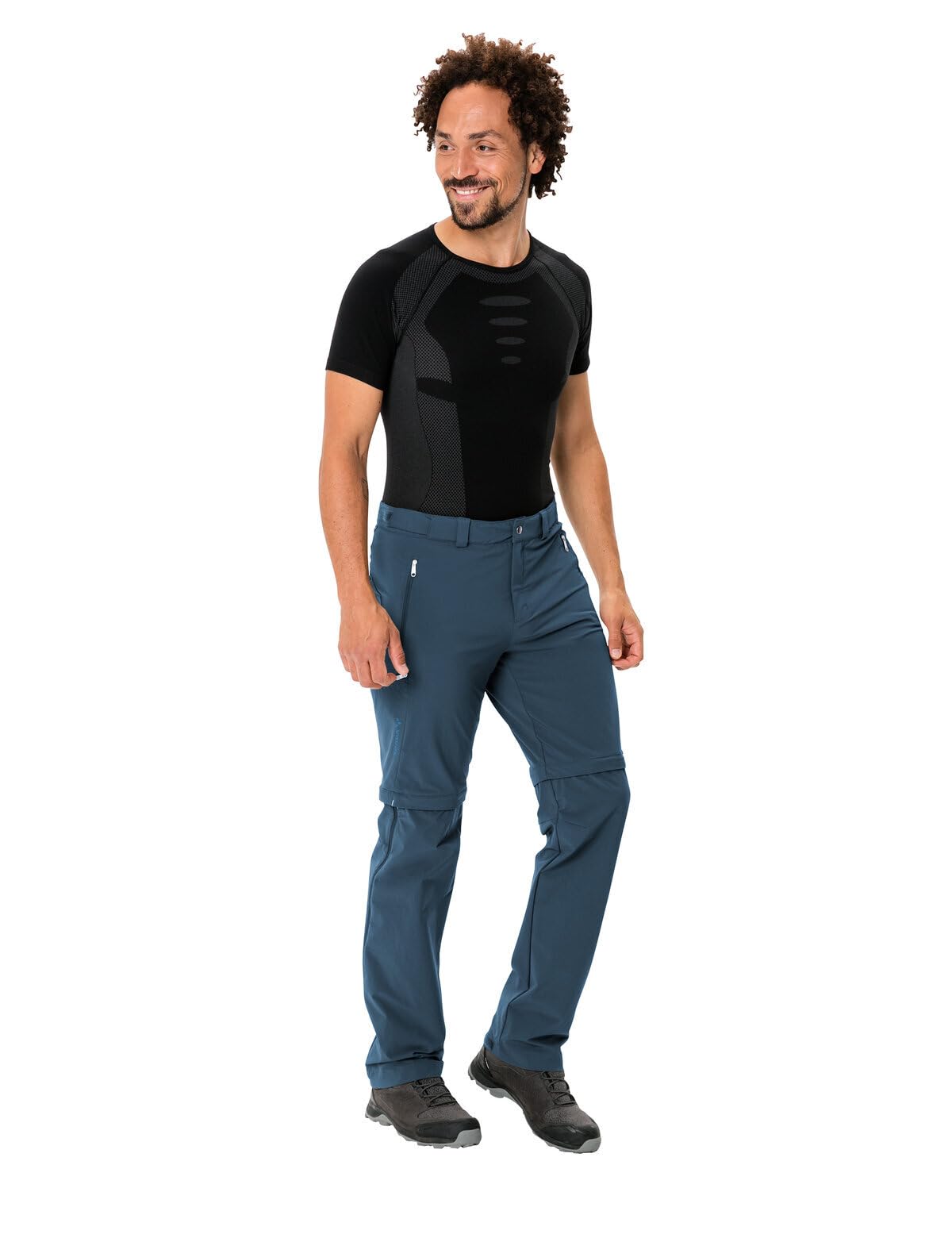 VAUDE Wanderhose Herren Farley Stretch T-Zip Pants III - Wasserabweisende Herren Wanderhose Zip Off, atmungsaktive Trekkinghose mit Hosenbund - Dark sea, 54-Long
