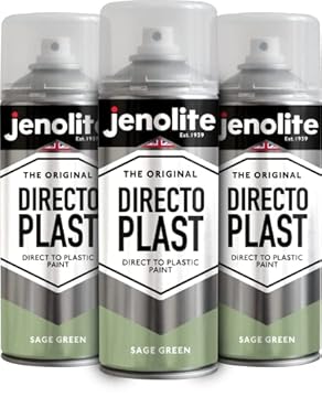 JENOLITE Directoplast Gloss Spray Paint | SAGE GREEN | 3x400ml | Paint for Plastic Surfaces | For All Type Of Plastic | No Primer Required Multi Surface Paints | RAL 130 70 20