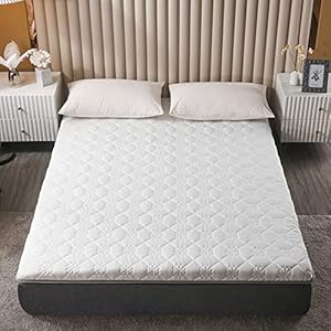 Bloempatroon Futon Matras, Gewatteerde Japanse Vloer Matras Gewatteerde Bed Matras Topper Dikke Opvouwbare Slaapmat Floor Lounger Gastbed voor Camping Bank, Single Twin Size Wit, 120 X 200 cm