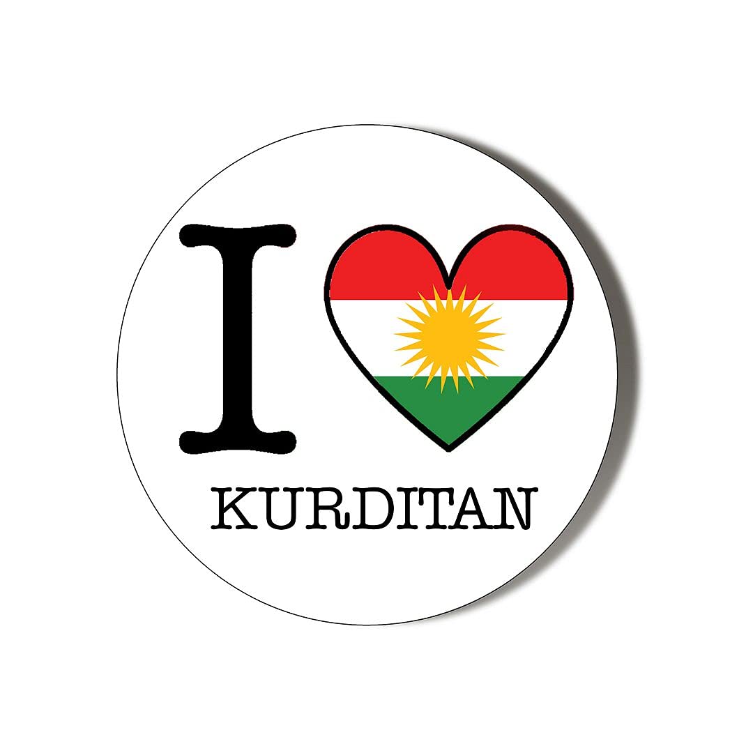 Gift Insanity Multi I Love Kurdistan Flag Heart Shaped Design 10 X 56Mm Vinyl Stickers Pack Of 10