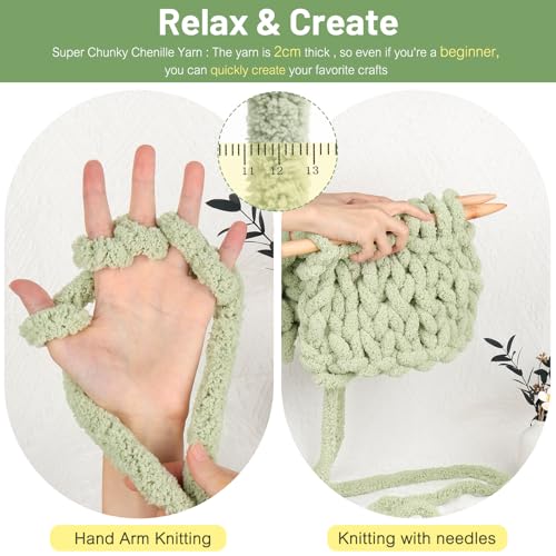 Image of Aeelike Chunky Yarn for Blanket,Jumbo Chenille Yarn for Beginners Knit,2PCS | #10 Giant Chenille Yarn,Soft Thick Yarn for Easy Hand Knitting Crocheting,Tie Dye Mixed Black White Grey,28yds /8oz Each Skein