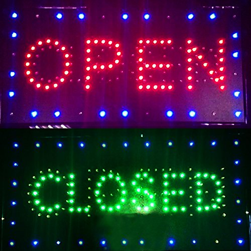 2 En 1 Panneau Ouvert Fermé Magasin LED Signe Neon Ouvert Fermé avec Chaîne de Suspension en Métal, , pour Boutique, Magasin, Restaurant, Bar, Bistro, 9,8 x 20,47 Pouces Cover