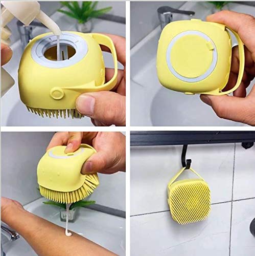 WmcyWell 80ml Silicone Massage Exfoliating Bath Shower Brush with Soap Dispenser Bath & Body Brushes Wash Scrubber Deep Cleaning for Women Men Children
