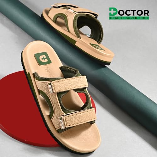 Image of DOCTOR HEALTH SUPER SOFT Men's Casual Slippers with Soft Cushioned Sole, Double Strap with Toe Loop Design, Lightweight Anti-Slip Everyday Wear Slippers for Home and Outdoor Use