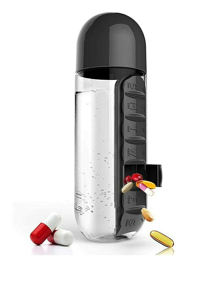 Pill Box With Water Bottle - Portable Medicine Storage Organizer for Elderly People - First Aid Multicolour-image-14