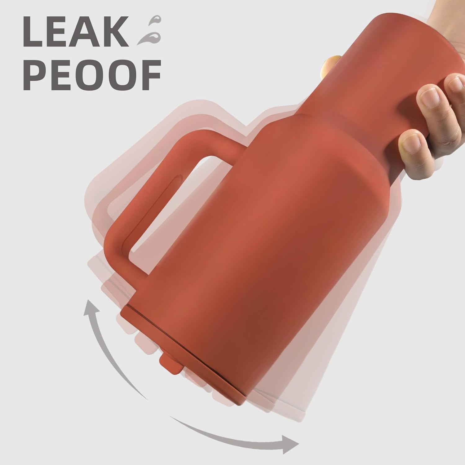 40 oz Insulated Tumbler with Handle,Flip Straw,Lid & Rubber Base Stainless Steel Water Bottle - Leak Proof Vacuum Insulated Mug BPA Free Reusable Travel Cup Gifts for Women/Men (reddish-rust colored) - Image 2