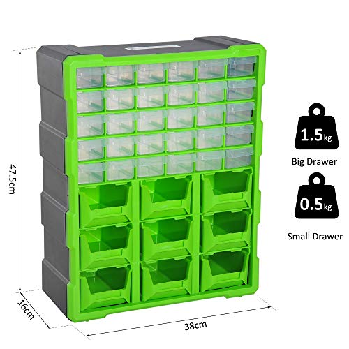 DURHAND Plastic 39 Drawer Parts Organiser Wall Mount Storage Cabinet Garage Small Nuts Bolts Tool Clear 3 DURHAND Plastic 39 Drawer Parts Organiser Wall Mount Storage Cabinet Garage Small Nuts Bolts Tool Clear - Image 3