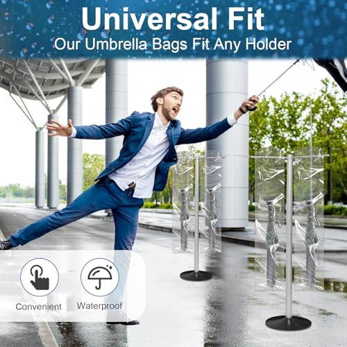 500 Pcs Clear Disposable Wet Umbrella Rain Bags, Universal Fit Umbrella Rain Bags, Heavy Duty Big Covers for Wet Umbrellas, Large Plastic Sleeves for Wet Umbrellas - Keep Church or Lobby Floors Dry - Thumbnail 3