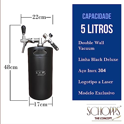 Chopeira Keg Vacuum Portátil Schopps 5 Litros + 5 Cápsulas