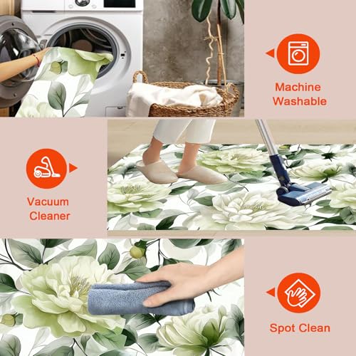 Tapis vert sauge 150x210 lavable pour un salon cocooning