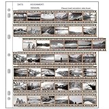 Grande capacité de stockage : chaque page contient 7 lignes, chaque ligne pouvant contenir 6 cadres, permettant une capacité totale de stockage de 42 cadres par page. Convient pour les rouleaux de film de 35 mm ou d'autres formats de film.