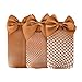 Littleforbig Women's Bow Fishnet Mesh Net Ankle Socks - 3 Pairs Caramel
