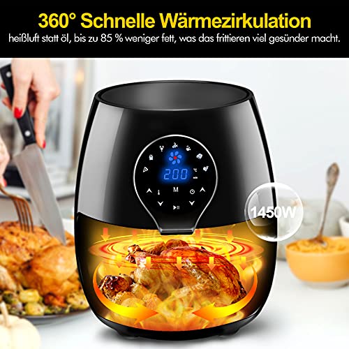 Heißluftfritteuse 3,5L Friteuse Heissluft Fritteusen Airfryer mit 7 Progammen, LED-Touch-Panel mit Temperatursteuerung… – Bild 3
