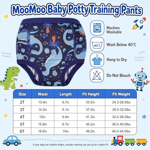 Image of MooMoo Baby Training Underwear for Boys and Girls Absorbent Toddler Training Pants for Girs 2T-7T