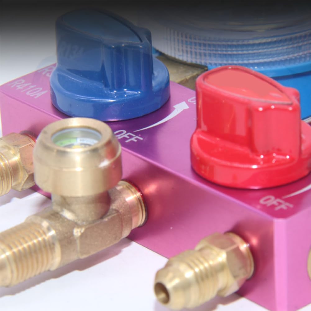 Set di manometri per R410A per R32 R22 per manometro diagnostico HVAC | Grandi quadranti codificati a colori, rapida leggibilità, misurazione precisa della pressione, ideale per professionisti HVAC