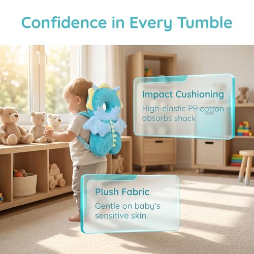 Image of Baby Head Protector Backpack - Soft & Lightweight Head Protection Pad for Bebe Walking and Crawling(Dragon)