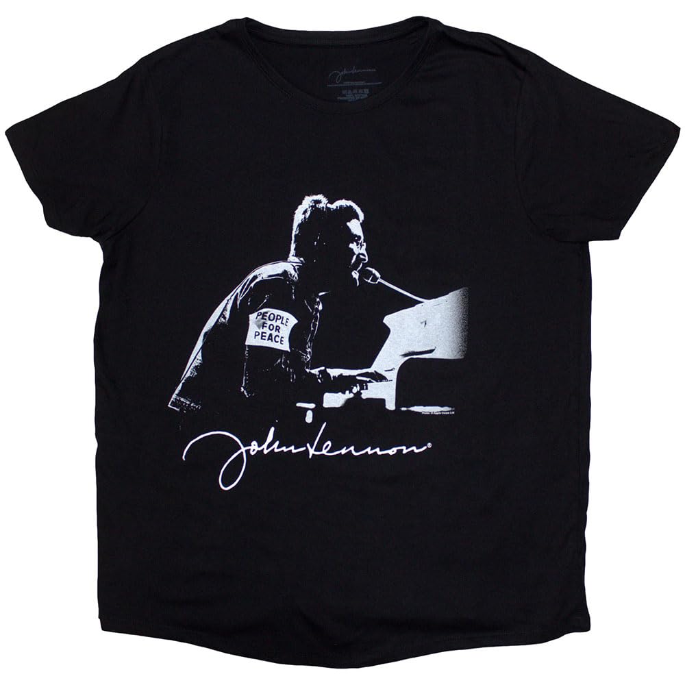 Ladies John Lennon People For Peace officiel Femmes Dames T-shirt - Les Beatles, Paul McCartney, John Lennon, RIngo Starr, George Harrison Ladies John Lennon People For Peace officiel Femmes Dames T-shirt