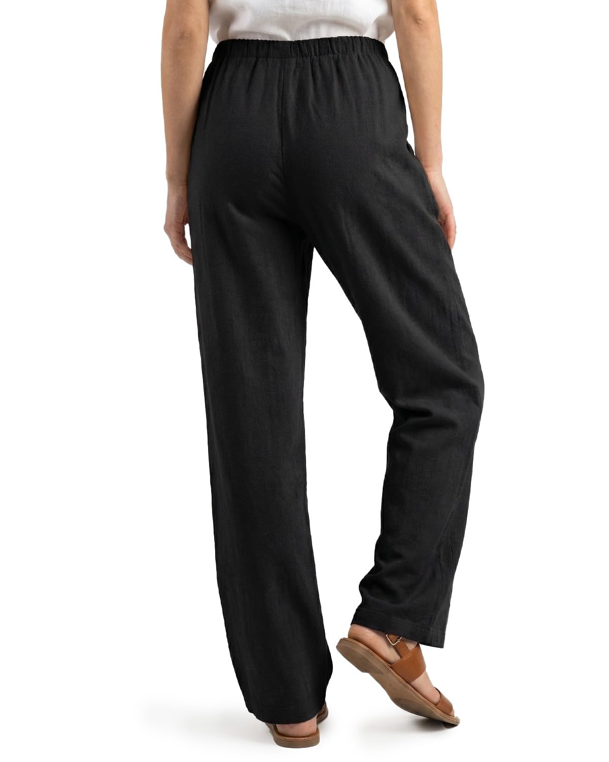 Zylioo Pantalon haut en lin pour femme, 1,8 m, léger, coupe décontractée, pantalon décontracté pour femmes de grande taille, jambe droite